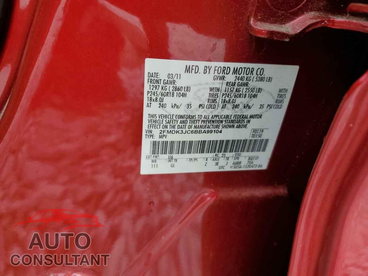 FORD EDGE 2011 - 2FMDK3JC6BBA99104