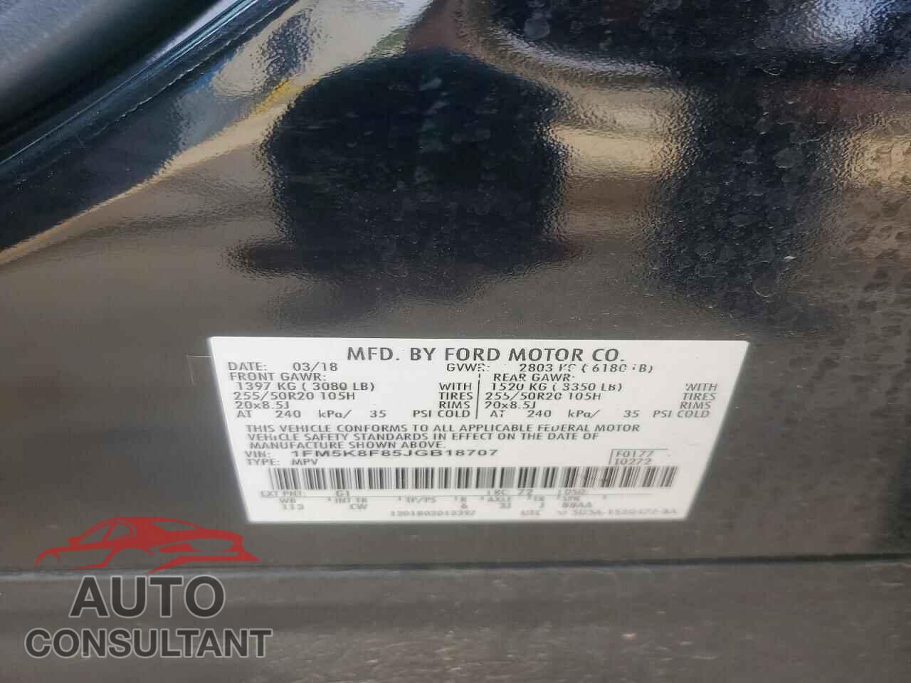 FORD EXPLORER 2018 - 1FM5K8F85JGB18707