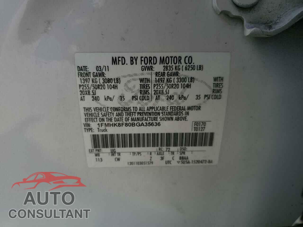 FORD EXPLORER 2011 - 1FMHK8F80BGA35636