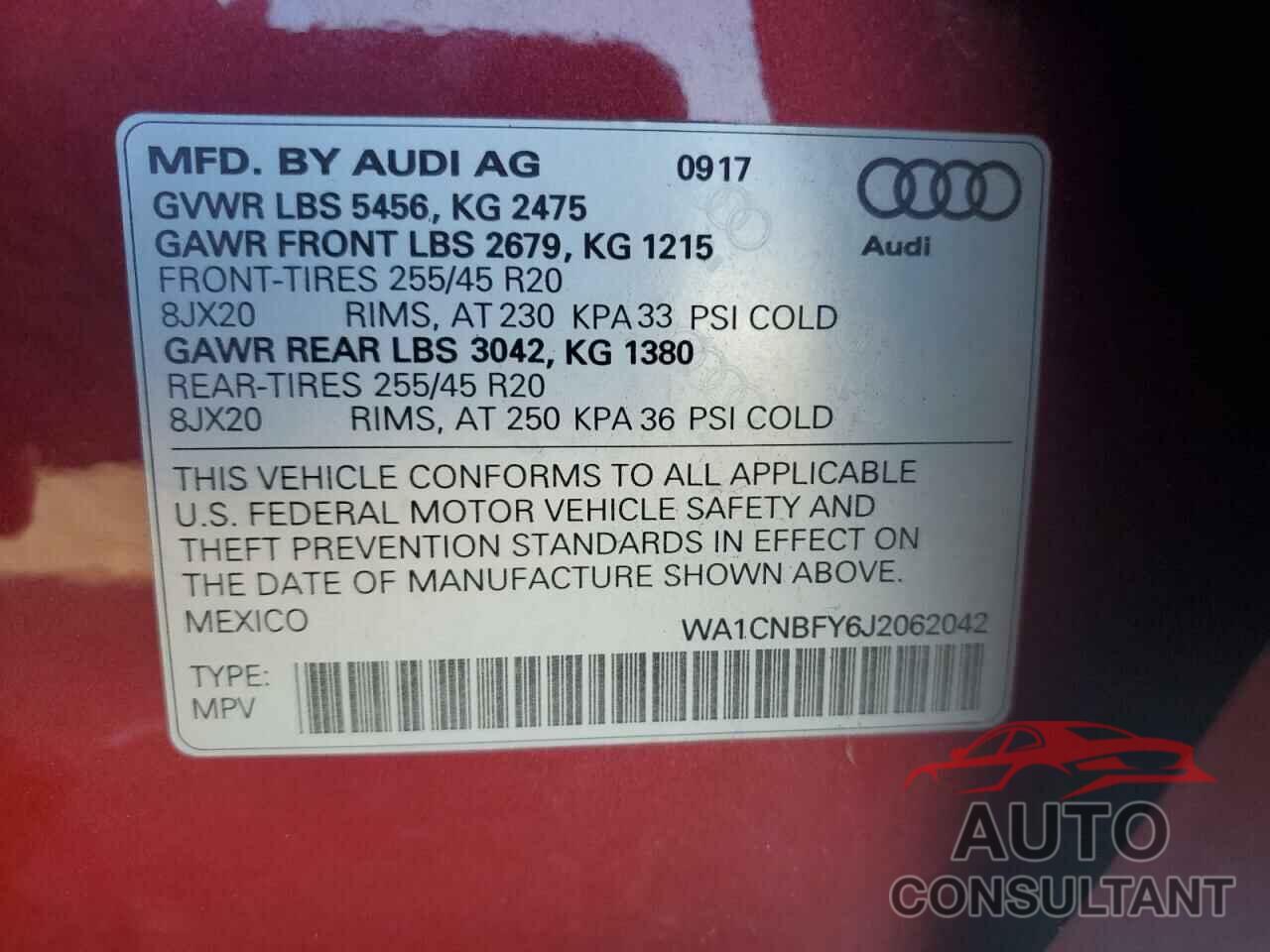 AUDI Q5 2018 - WA1CNBFY6J2062042