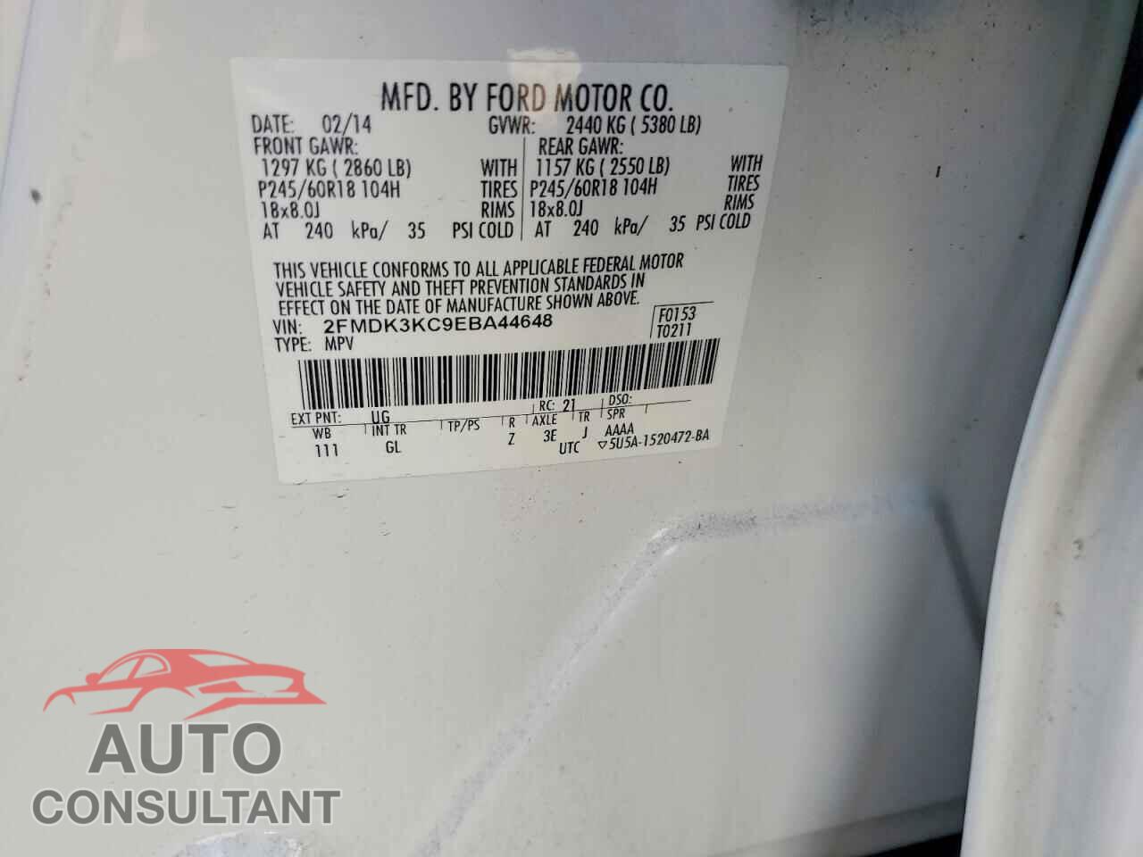 FORD EDGE 2014 - 2FMDK3KC9EBA44648