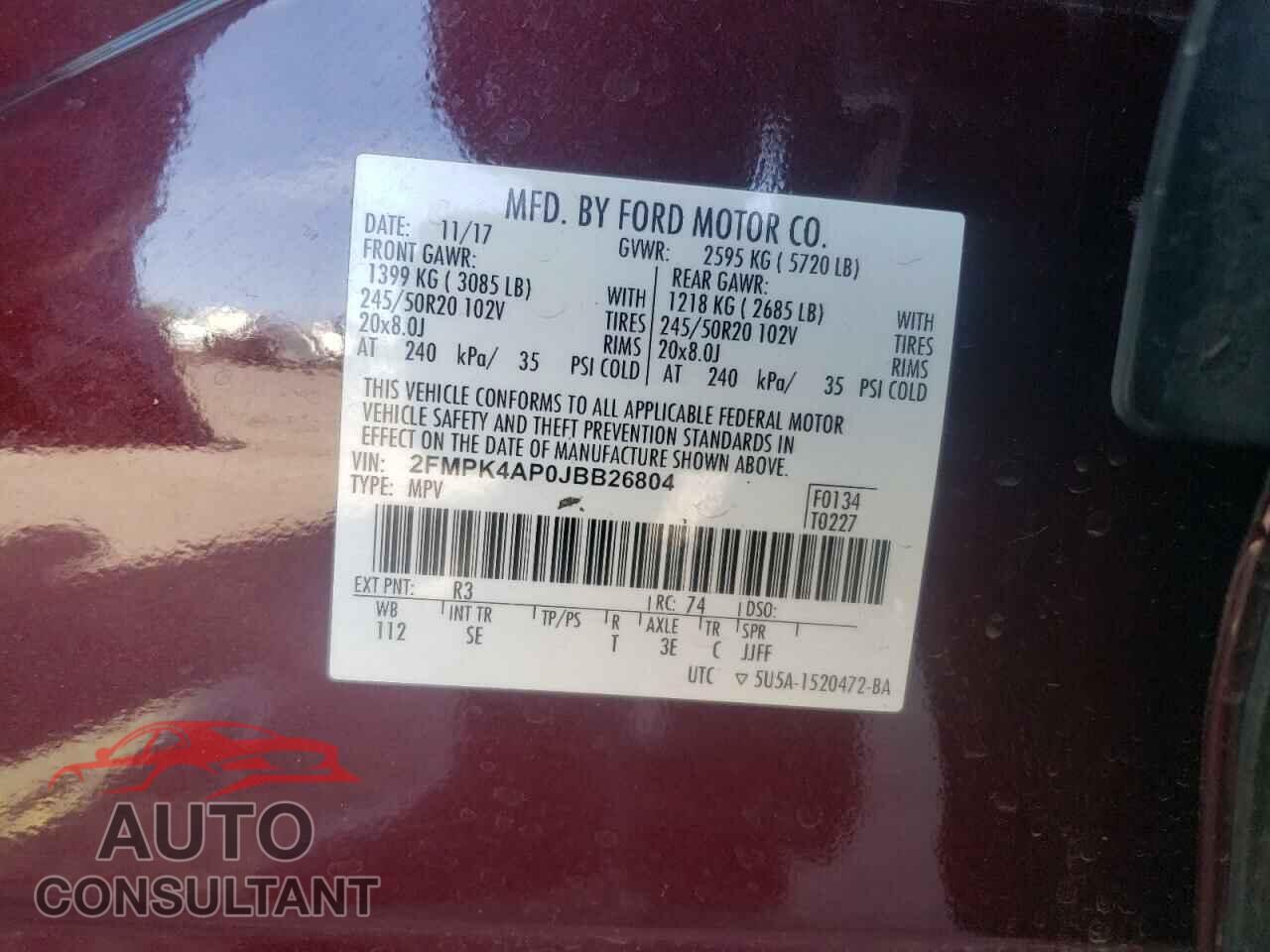 FORD EDGE 2018 - 2FMPK4AP0JBB26804