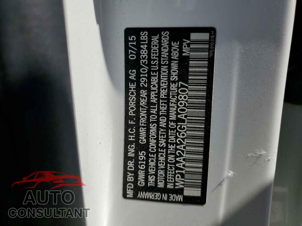 PORSCHE CAYENNE 2016 - WP1AA2A26GLA09807