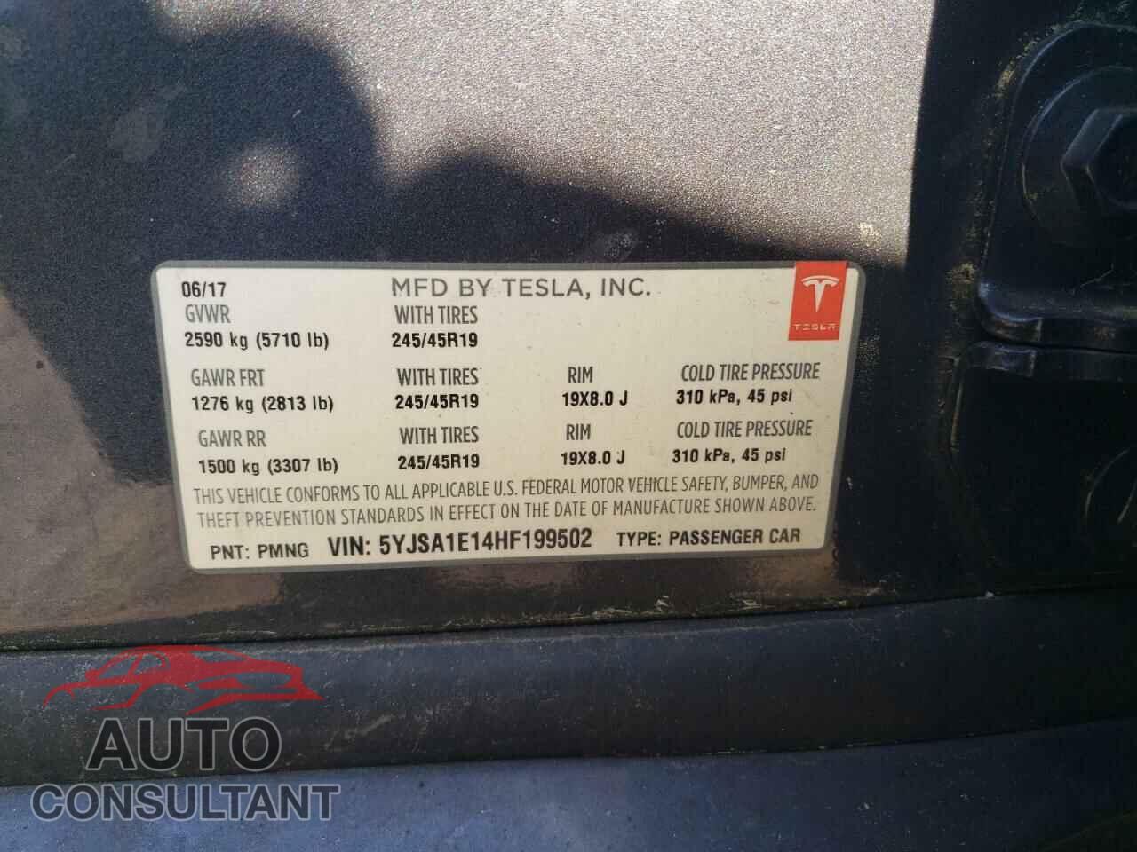 TESLA MODEL S 2017 - 5YJSA1E14HF199502
