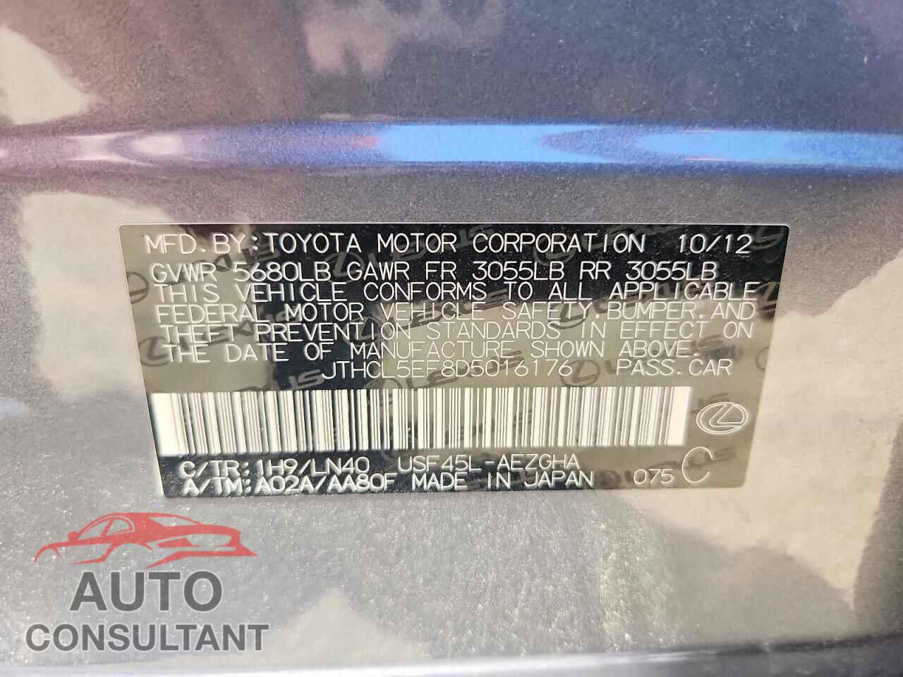 LEXUS LS460 2013 - JTHCL5EF8D5016176