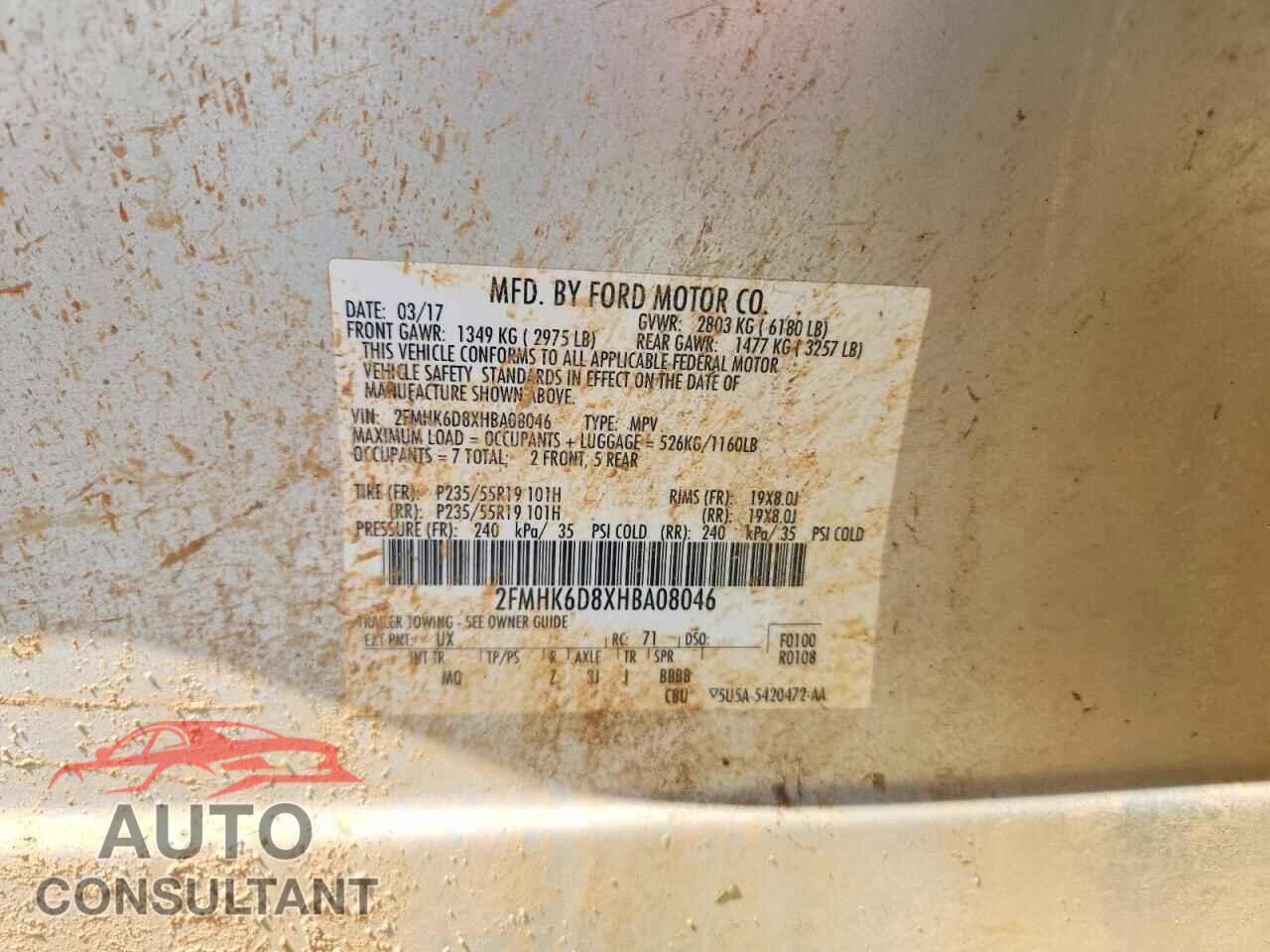 FORD FLEX 2017 - 2FMHK6D8XHBA08046