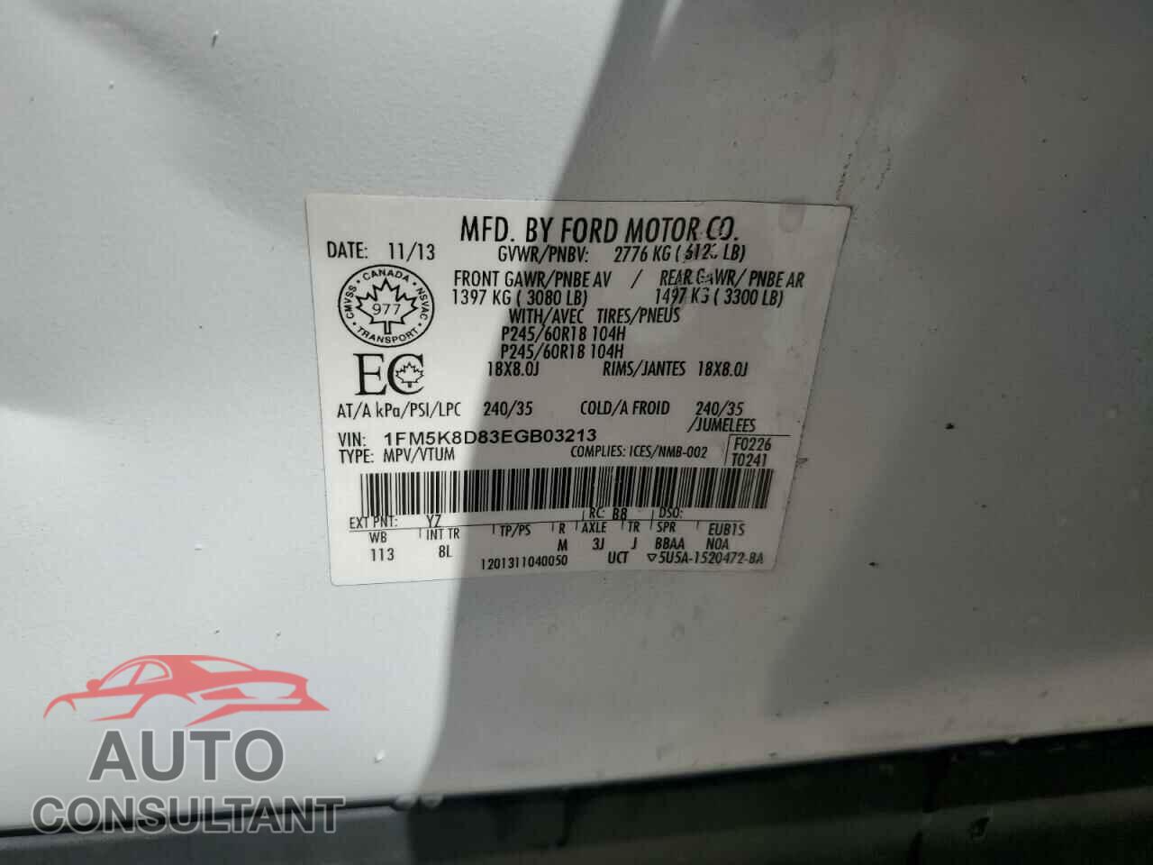 FORD EXPLORER 2014 - 1FM5K8D83EGB03213