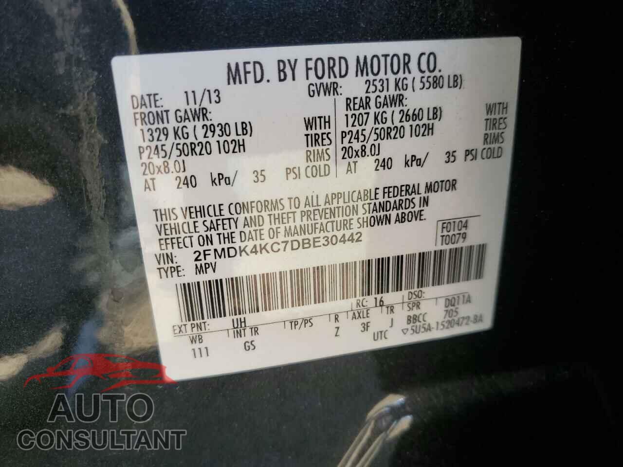 FORD EDGE 2013 - 2FMDK4KC7DBE30442