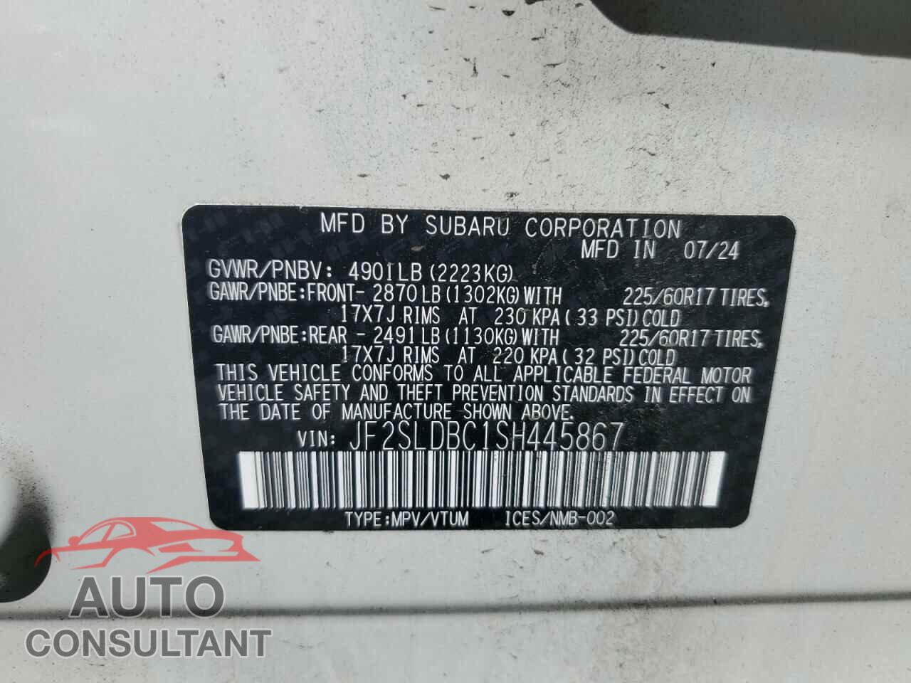 SUBARU FORESTER 2025 - JF2SLDBC1SH445867