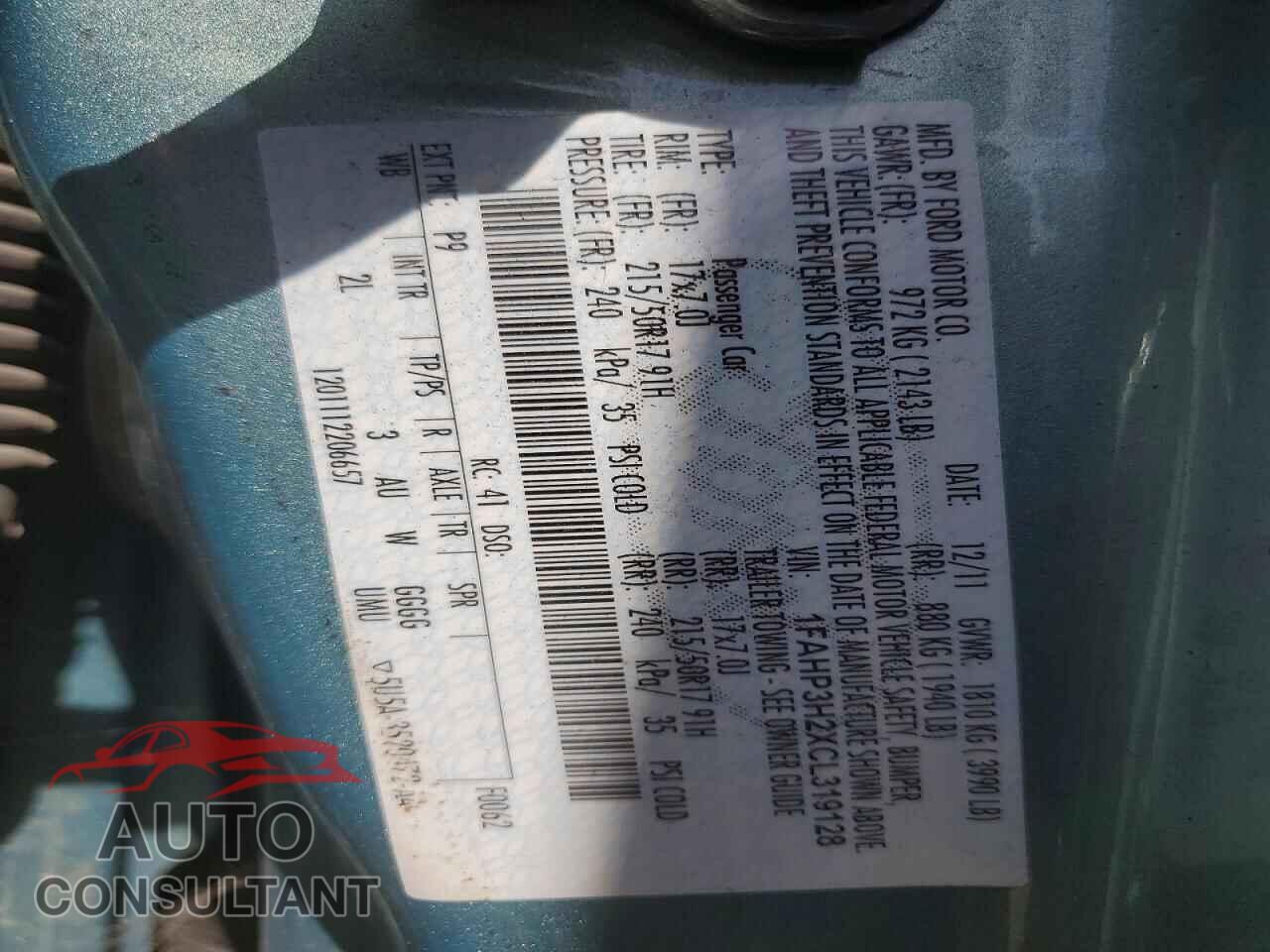 FORD FOCUS 2012 - 1FAHP3H2XCL319128