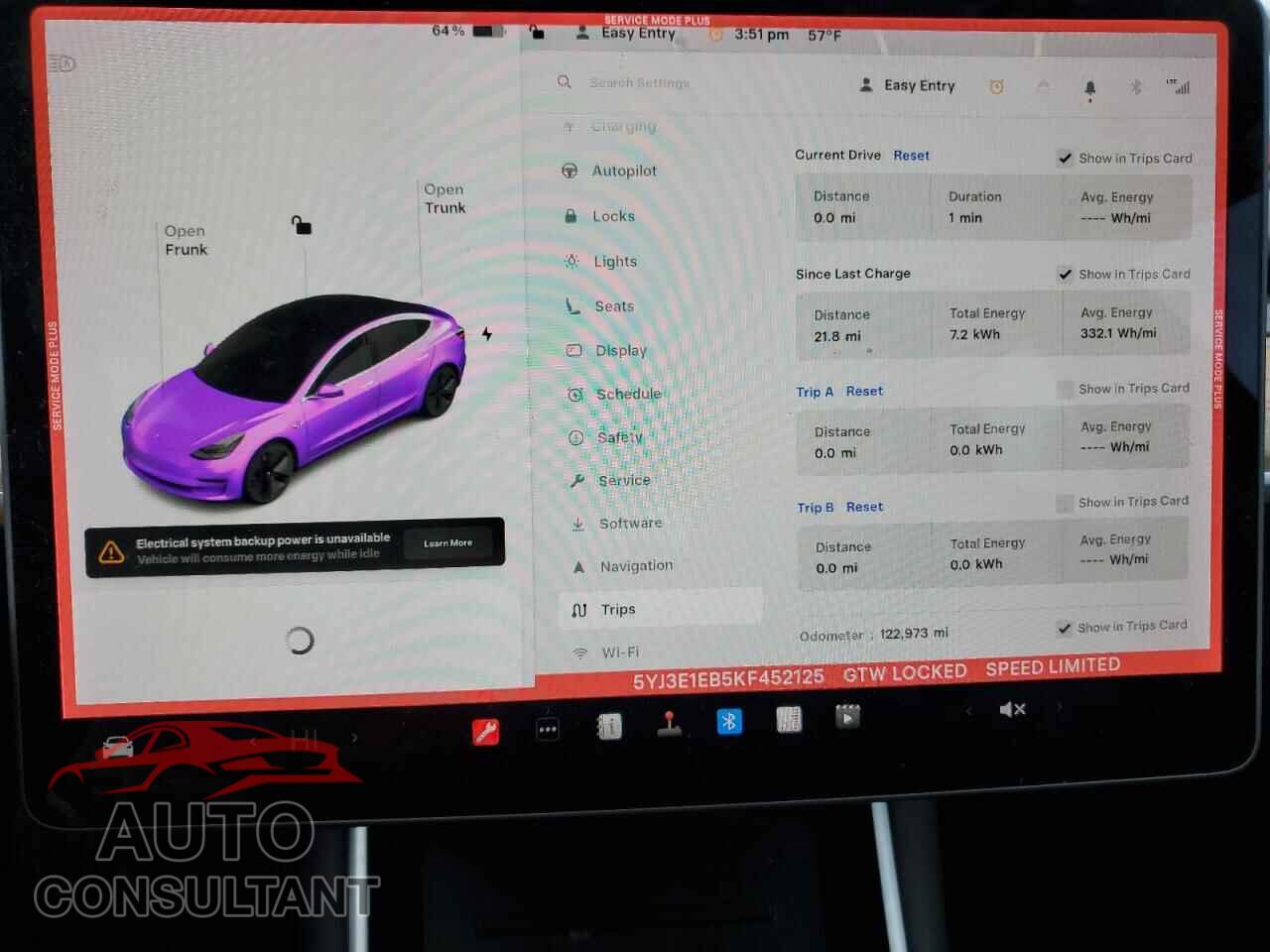 TESLA MODEL 3 2019 - 5YJ3E1EB5KF452125