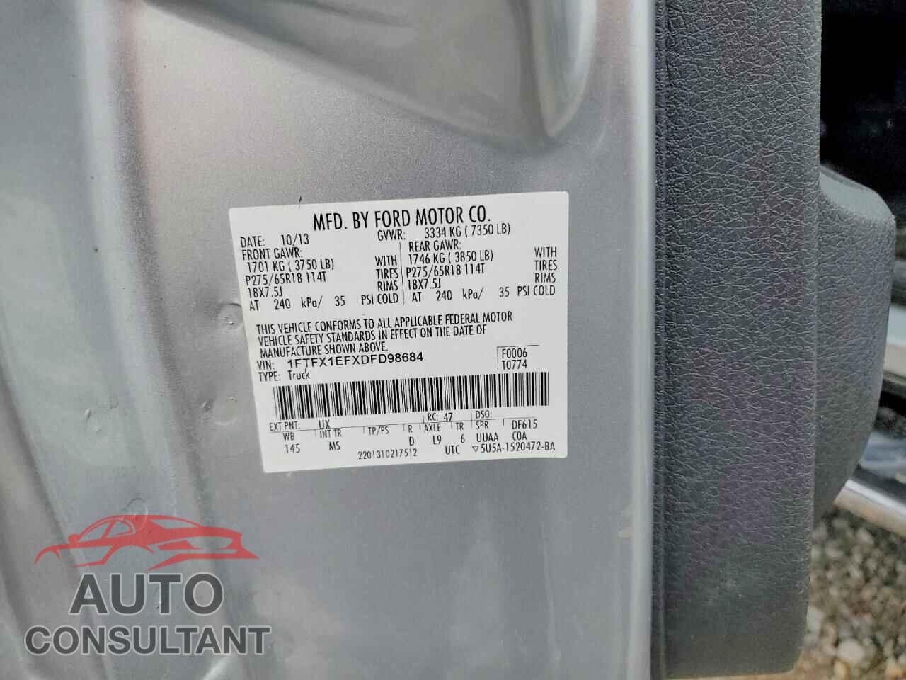 FORD F150 2013 - 1FTFX1EFXDFD98684
