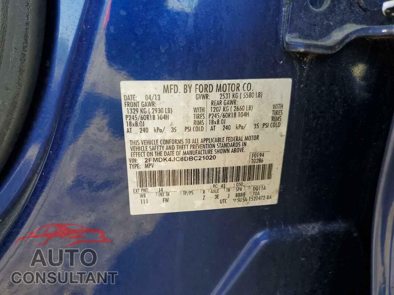 FORD EDGE 2013 - 2FMDK4JC8DBC21020