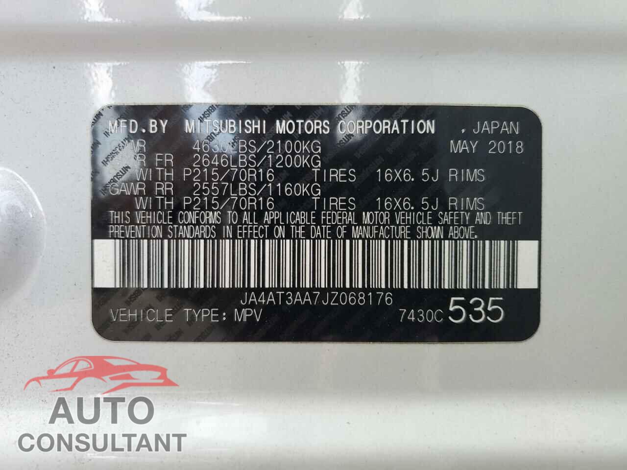 MITSUBISHI ECLIPSE 2018 - JA4AT3AA7JZ068176