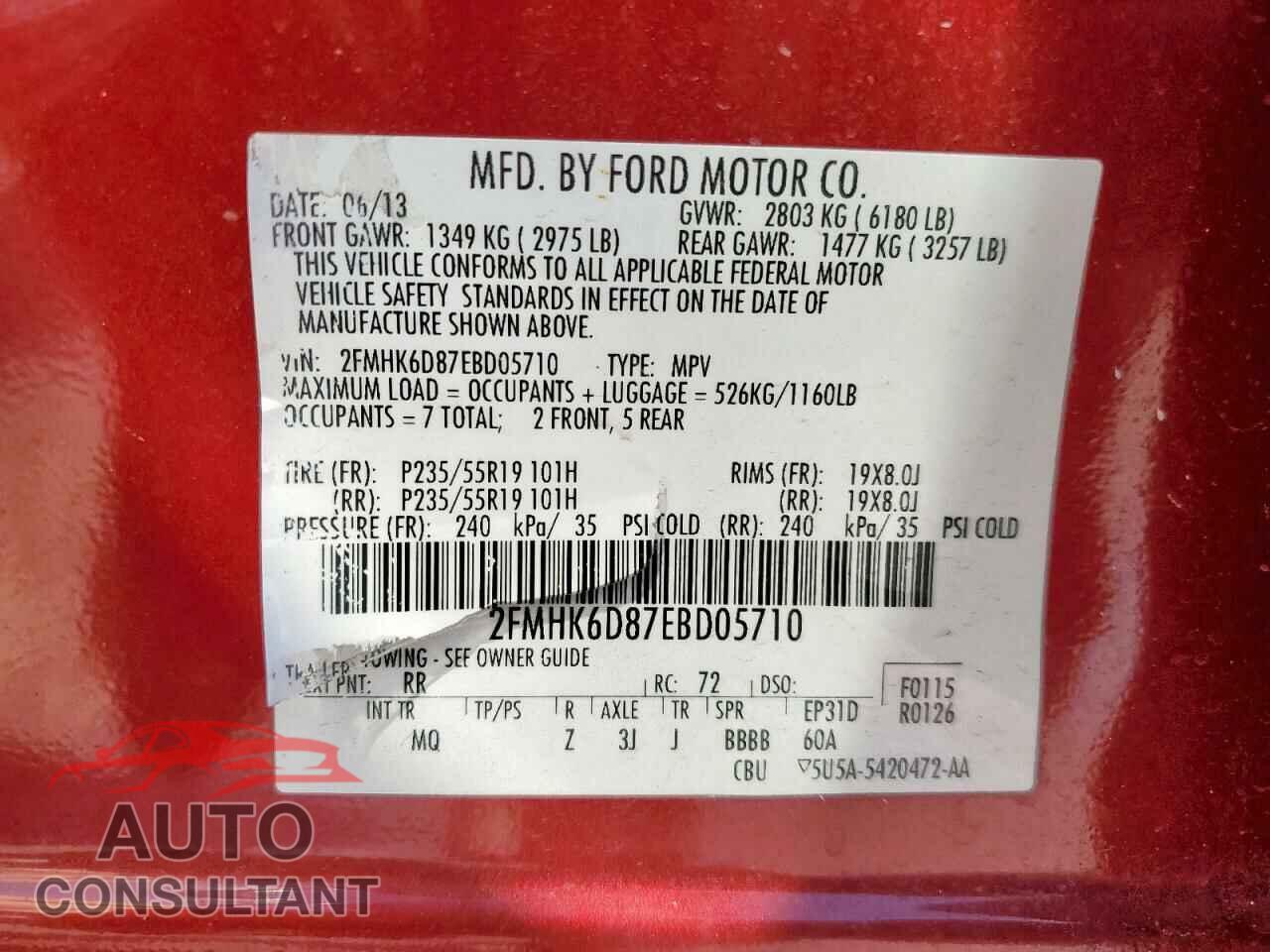 FORD FLEX 2014 - 2FMHK6D87EBD05710