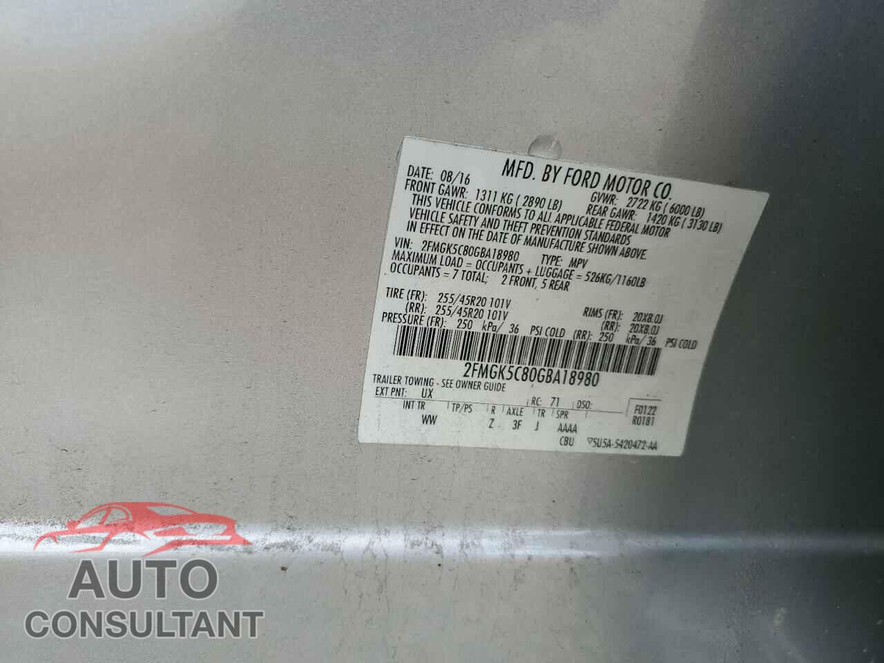 FORD FLEX 2016 - 2FMGK5C80GBA18980