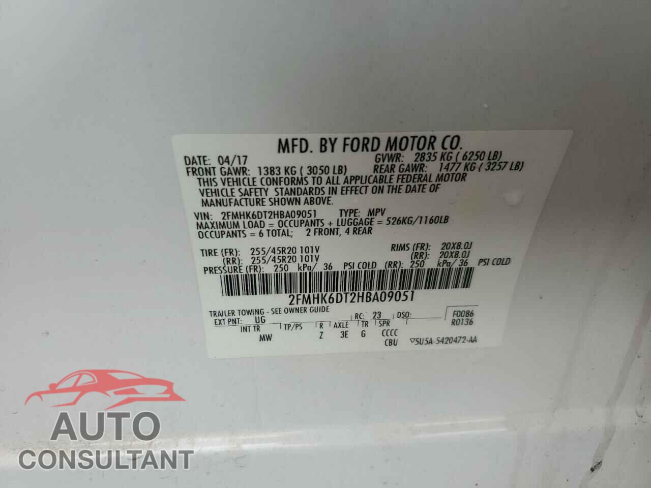 FORD FLEX 2017 - 2FMHK6DT2HBA09051