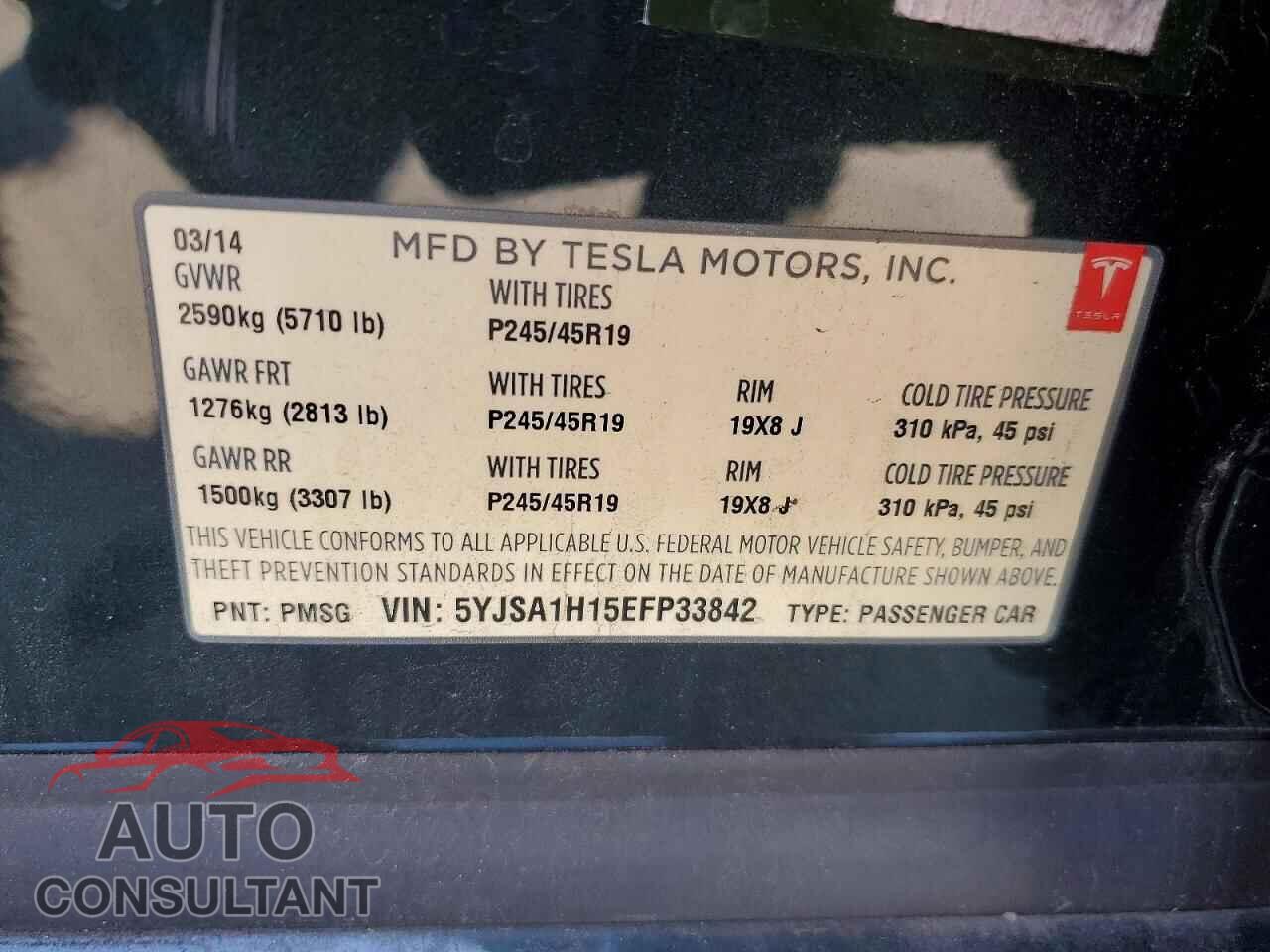 TESLA MODEL S 2014 - 5YJSA1H15EFP33842