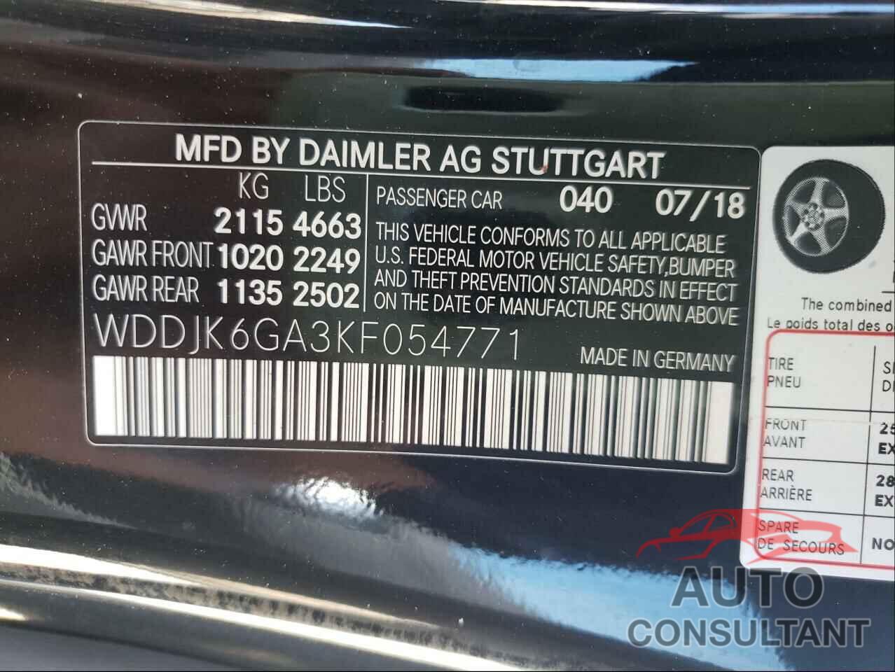 MERCEDES-BENZ SL-CLASS 2019 - WDDJK6GA3KF054771