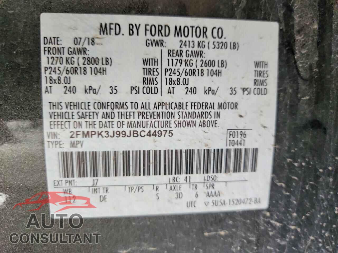 FORD EDGE 2018 - 2FMPK3J99JBC44975