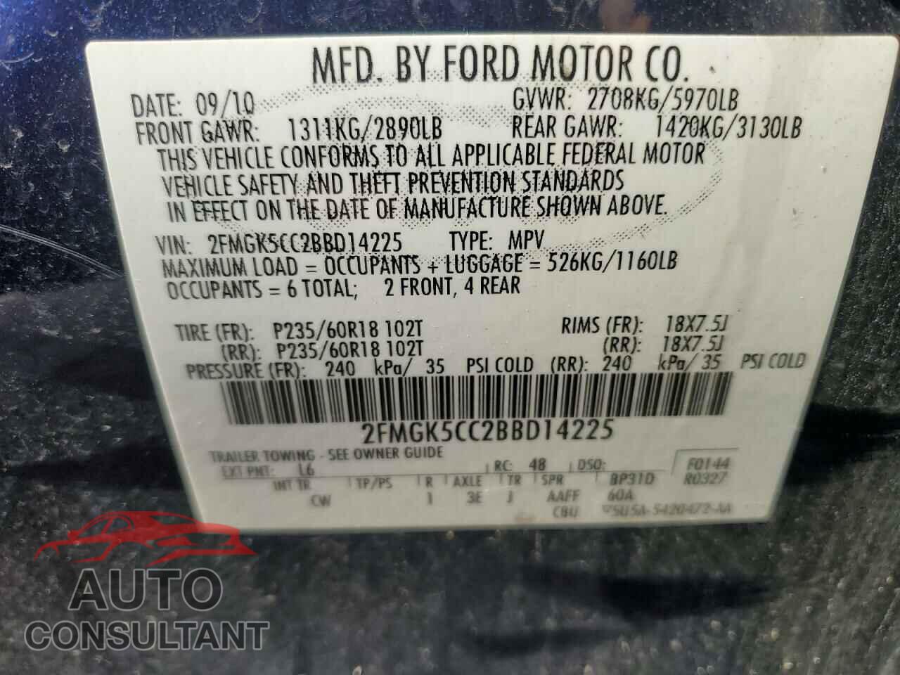 FORD FLEX 2011 - 2FMGK5CC2BBD14225