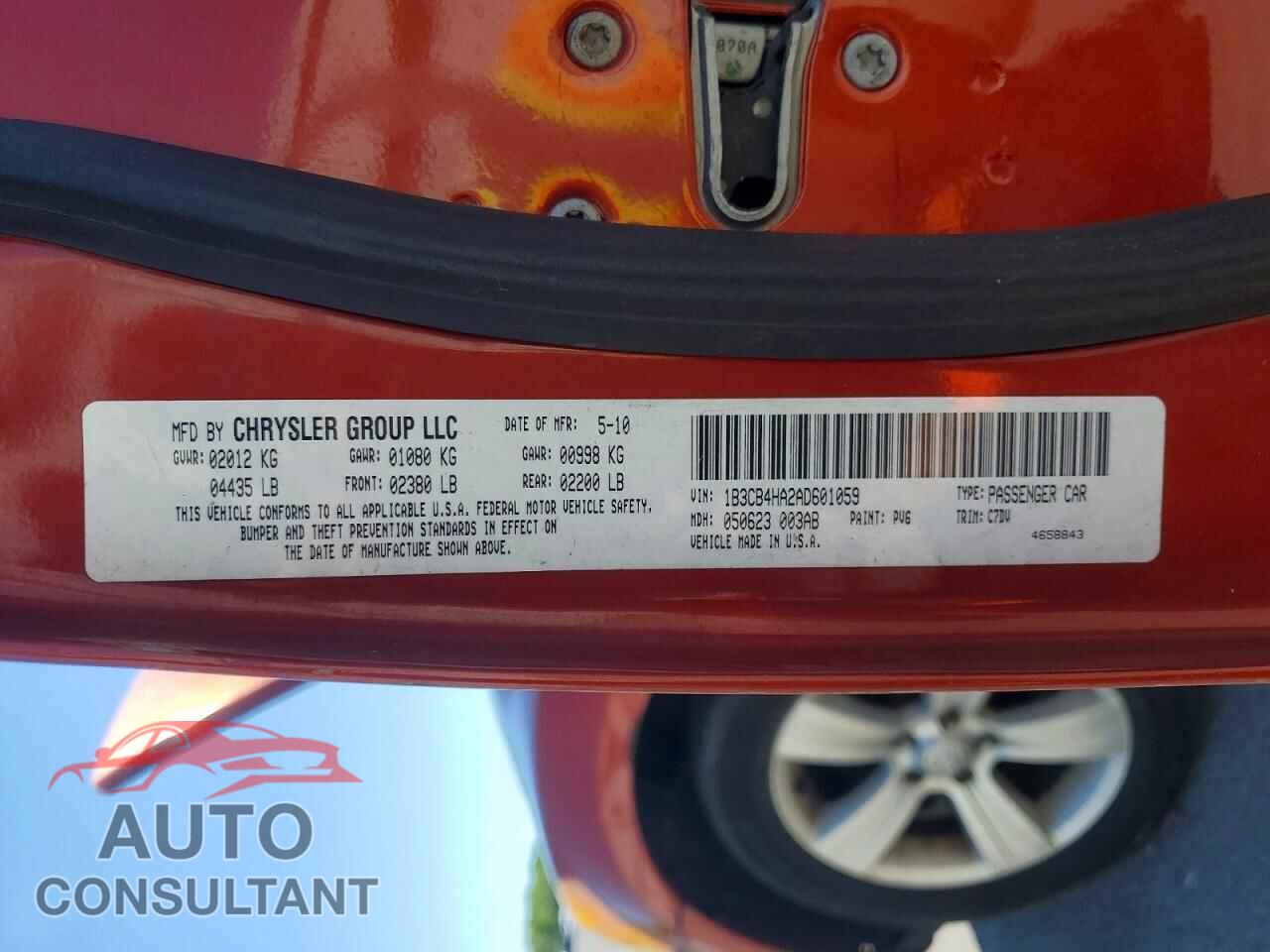 DODGE CALIBER 2010 - 1B3CB4HA2AD601059
