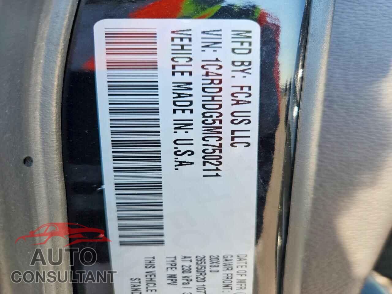 DODGE DURANGO 2021 - 1C4RDHDG5MC750211