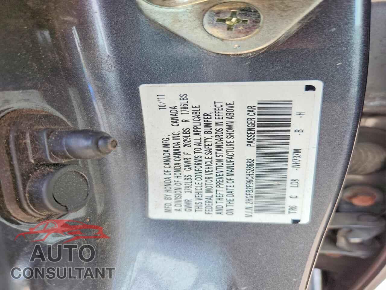 HONDA CIVIC 2012 - 2HGFB2F96CH528682