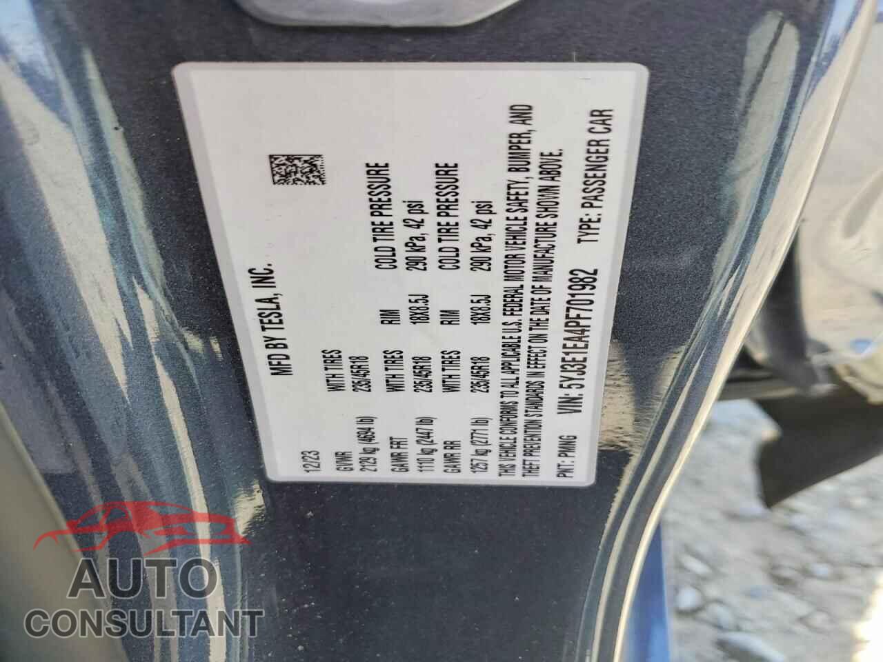 TESLA MODEL 3 2023 - 5YJ3E1EA4PF701982