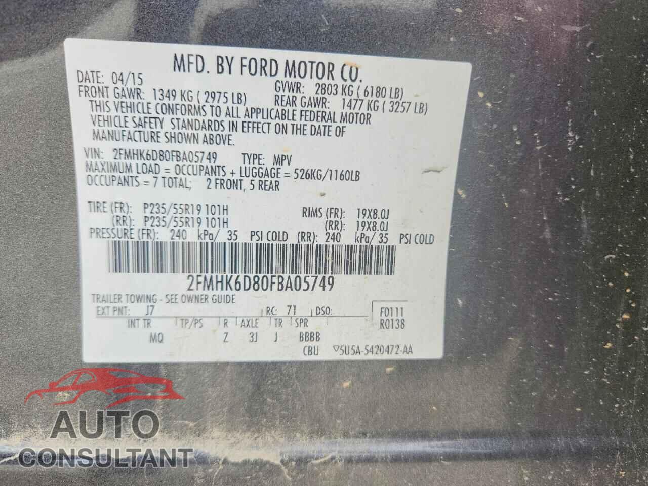 FORD FLEX 2015 - 2FMHK6D80FBA05749