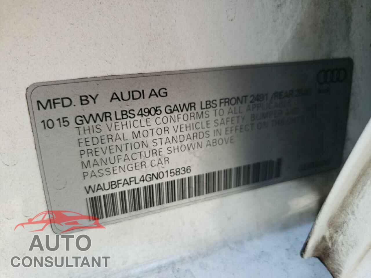 AUDI A4 2016 - WAUBFAFL4GN015836