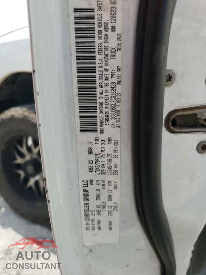 DODGE RAM 2500 2012 - 3C6UD5CL7CG162420