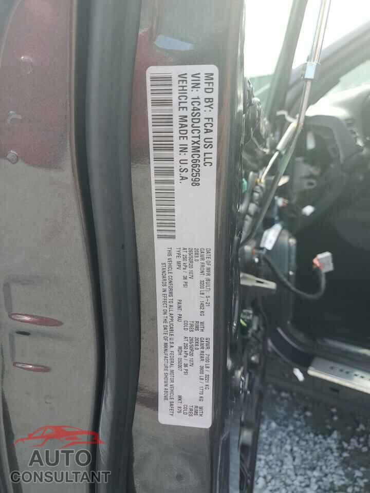 DODGE DURANGO 2021 - 1C4SDJCTXMC662598