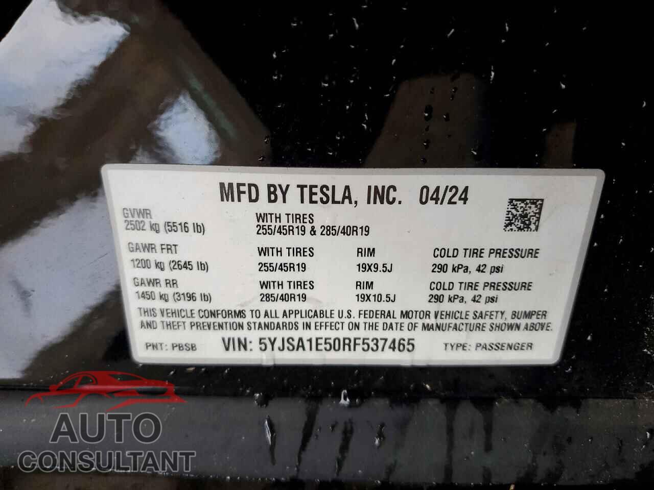 TESLA MODEL S 2024 - 5YJSA1E50RF537465