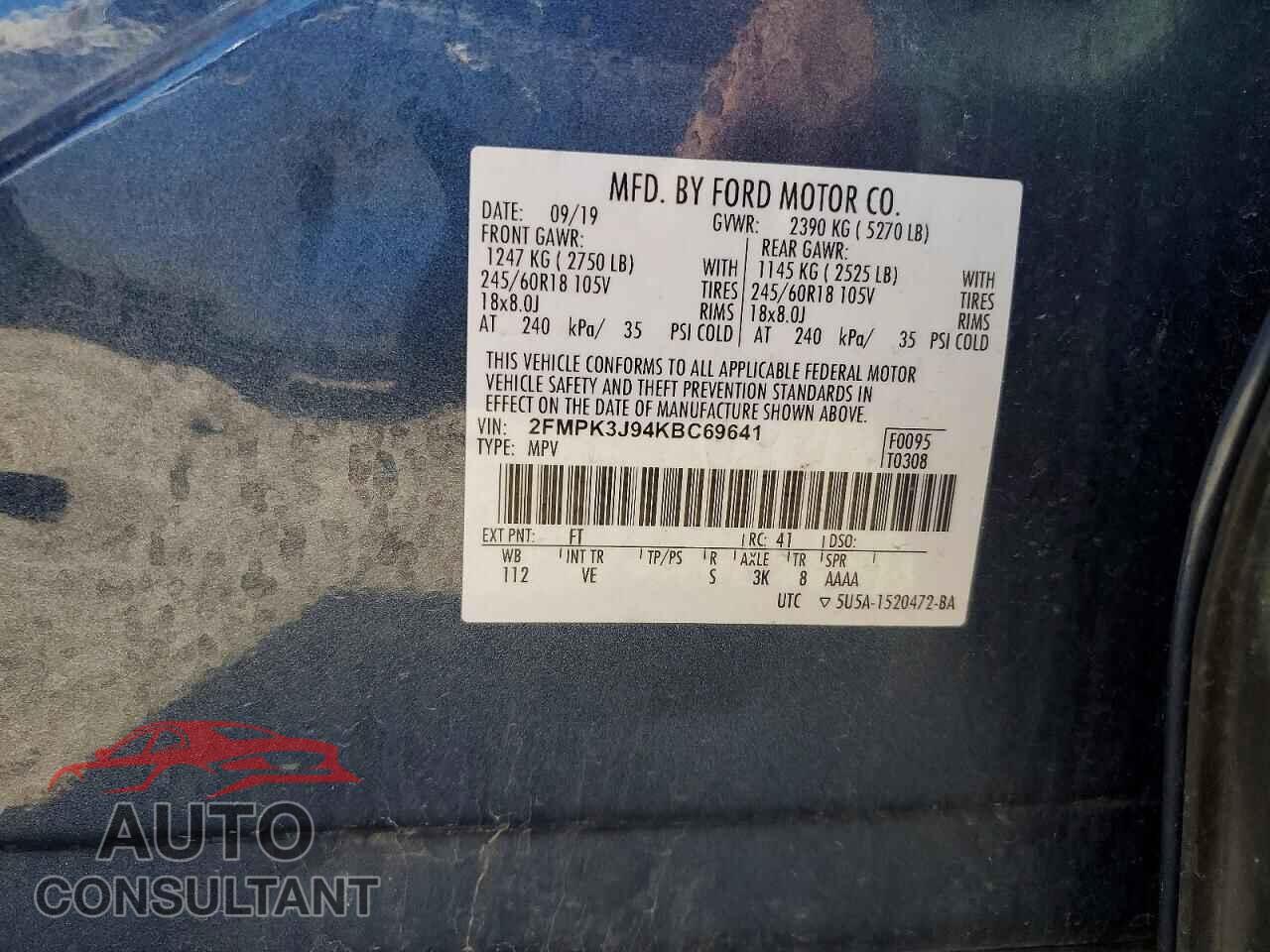 FORD EDGE 2019 - 2FMPK3J94KBC69641