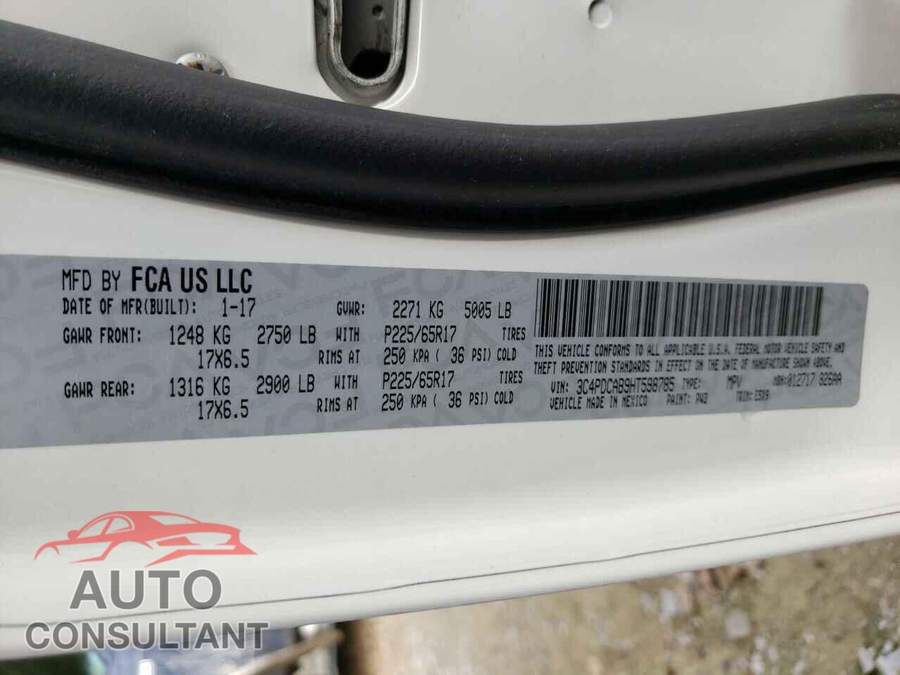 DODGE JOURNEY 2017 - 3C4PDCAB9HT598785