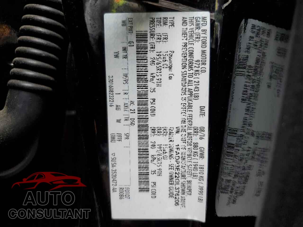 FORD FOCUS 2016 - 1FADP3E22GL376206