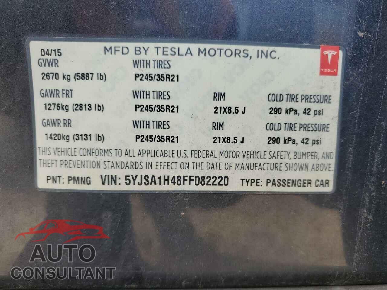 TESLA MODEL S 2015 - 5YJSA1H48FF082220