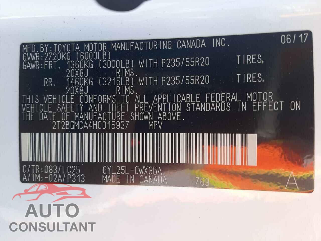 LEXUS RX450 2017 - 2T2BGMCA4HC015937