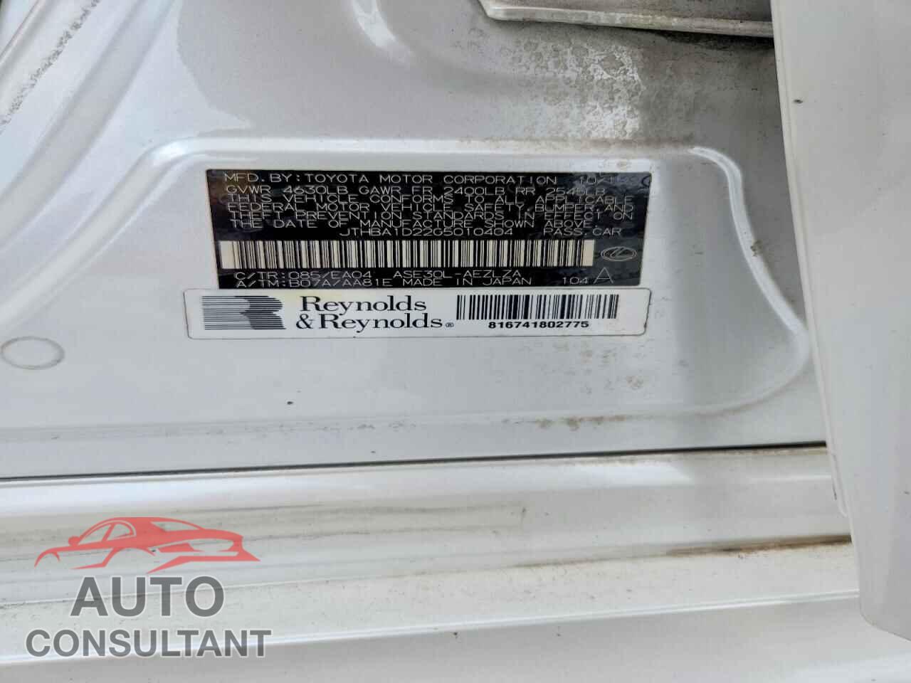 LEXUS IS 2016 - JTHBA1D22G5010404