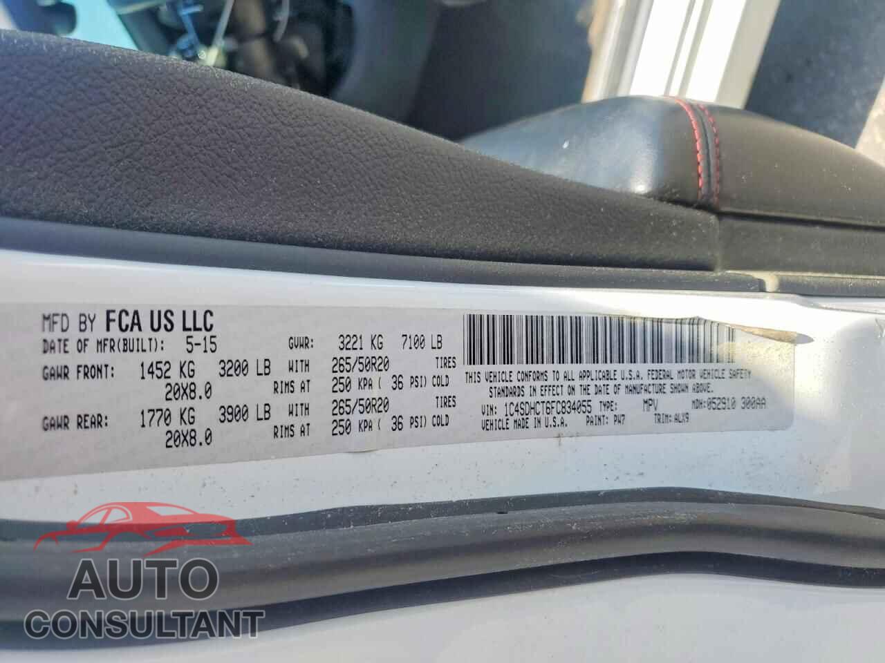 DODGE DURANGO 2015 - 1C4SDHCT6FC834055