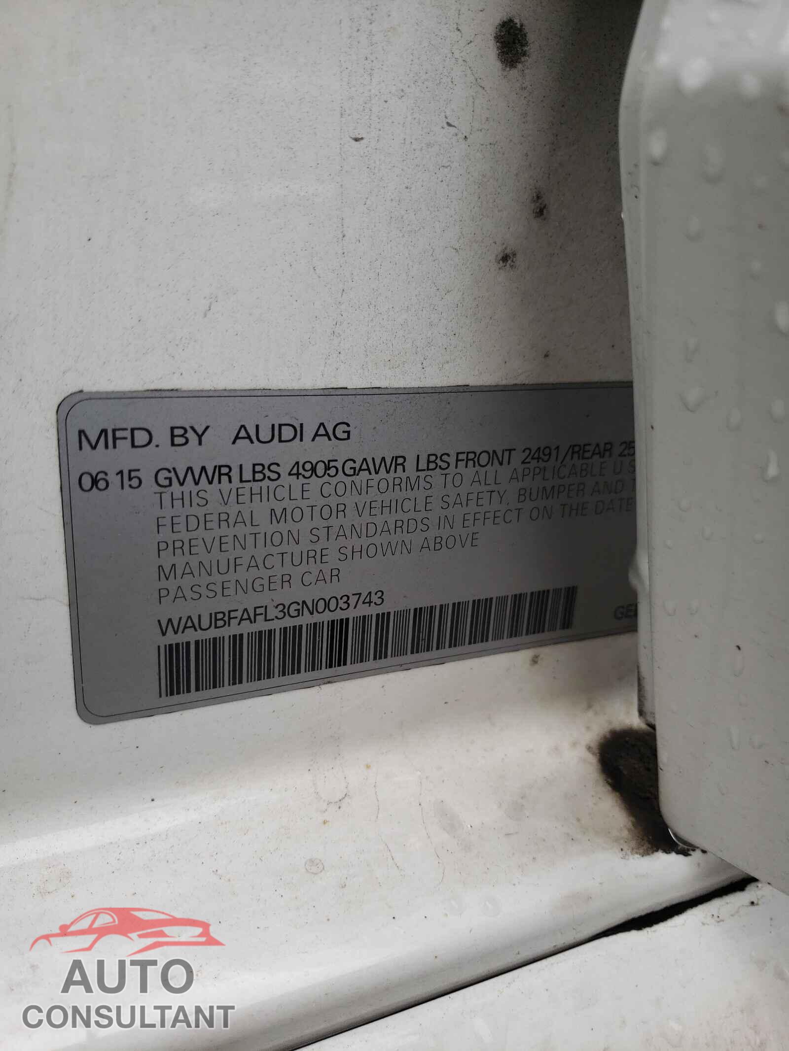 AUDI A4 2016 - WAUBFAFL3GN003743