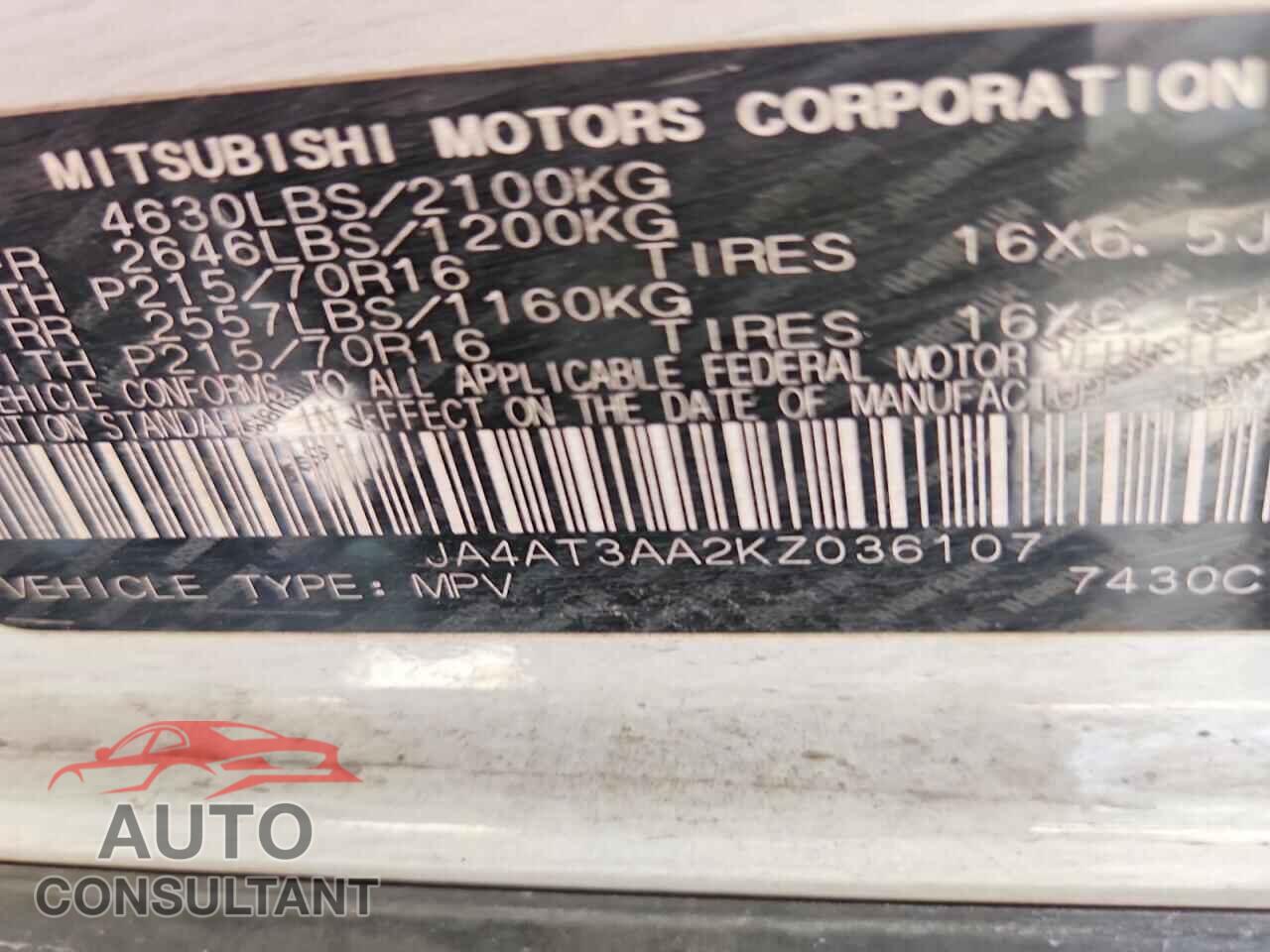 MITSUBISHI ECLIPSE 2019 - JA4AT3AA2KZ036107