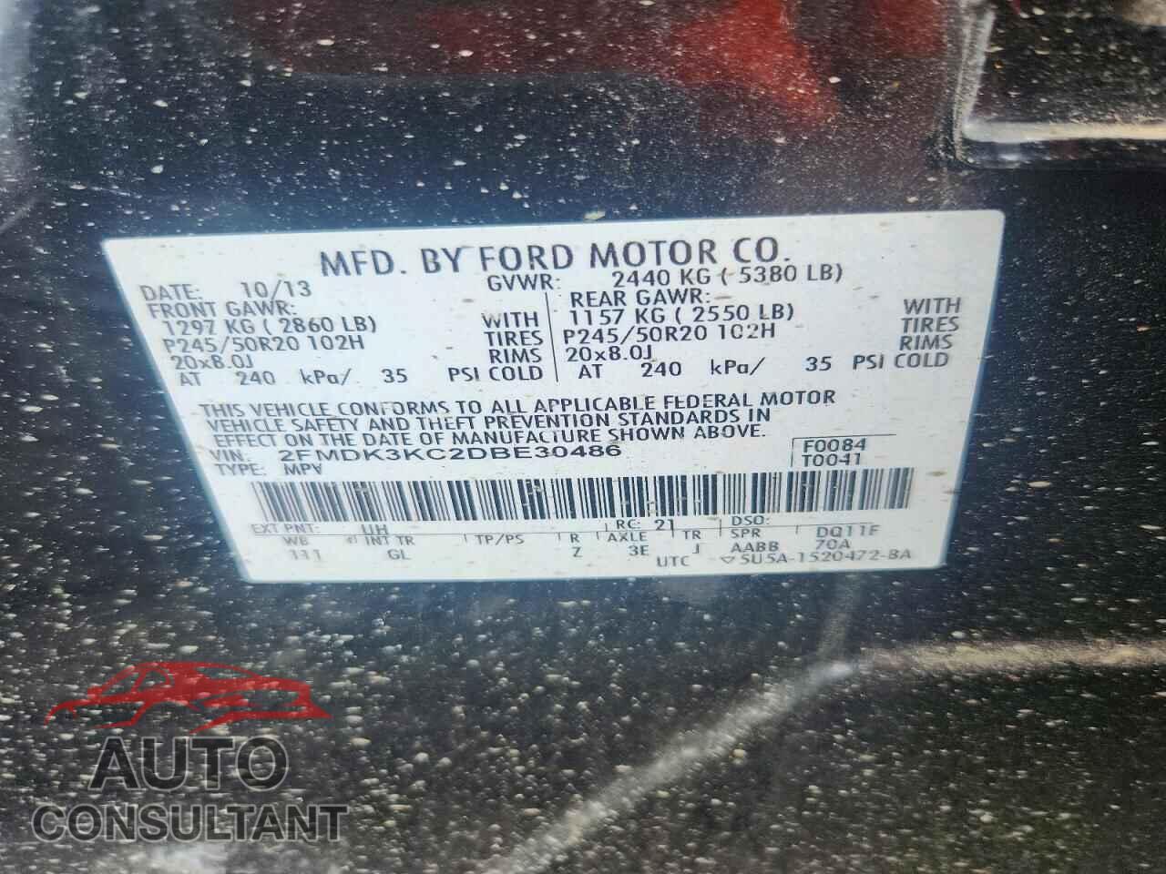 FORD EDGE 2013 - 2FMDK3KC2DBE30486