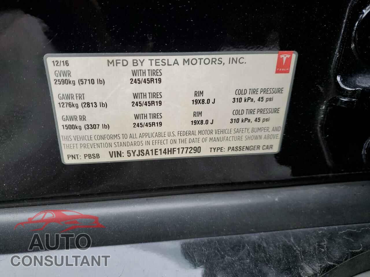 TESLA MODEL S 2017 - 5YJSA1E14HF177290