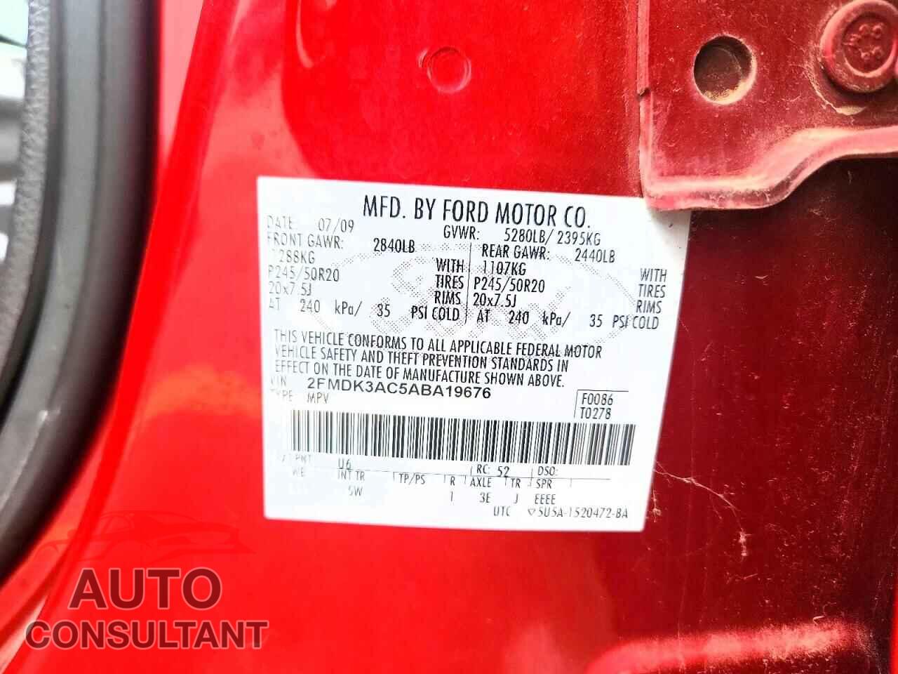 FORD EDGE 2010 - 2FMDK3AC5ABA19676