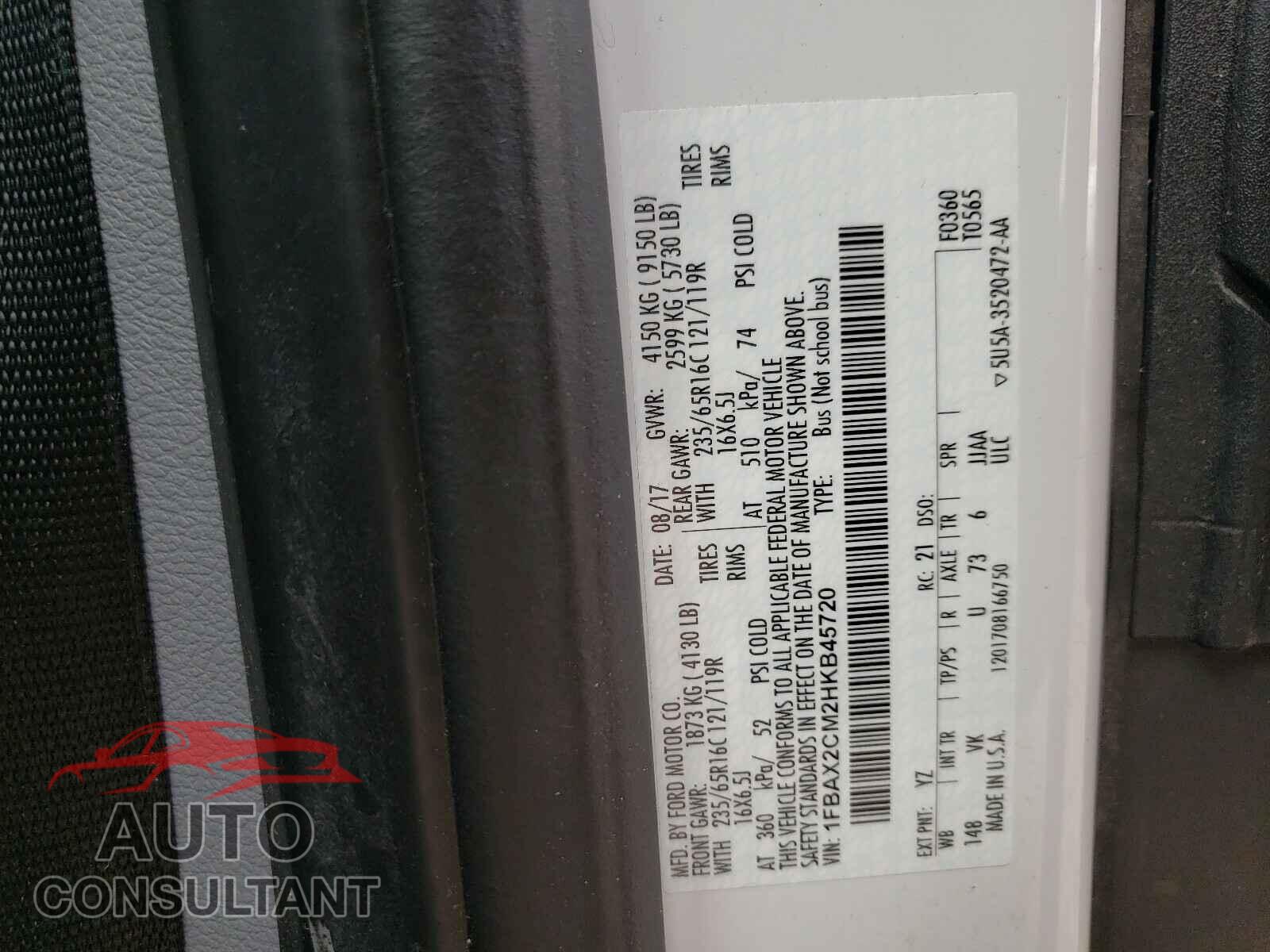 FORD TRANSIT CO 2017 - 1FBAX2CM2HKB45720