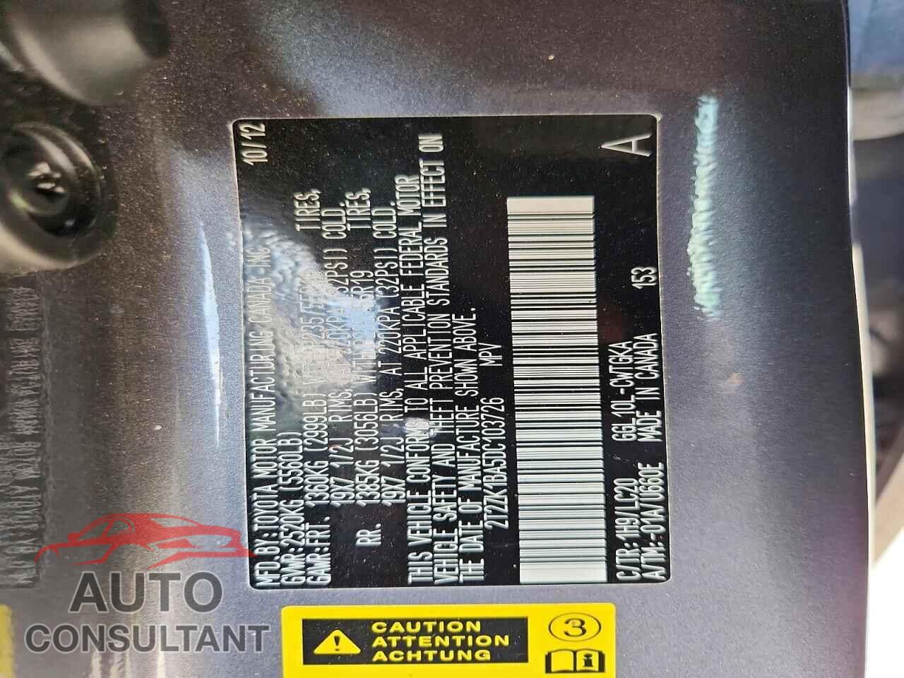 LEXUS RX350 2013 - 2T2ZK1BA5DC103726