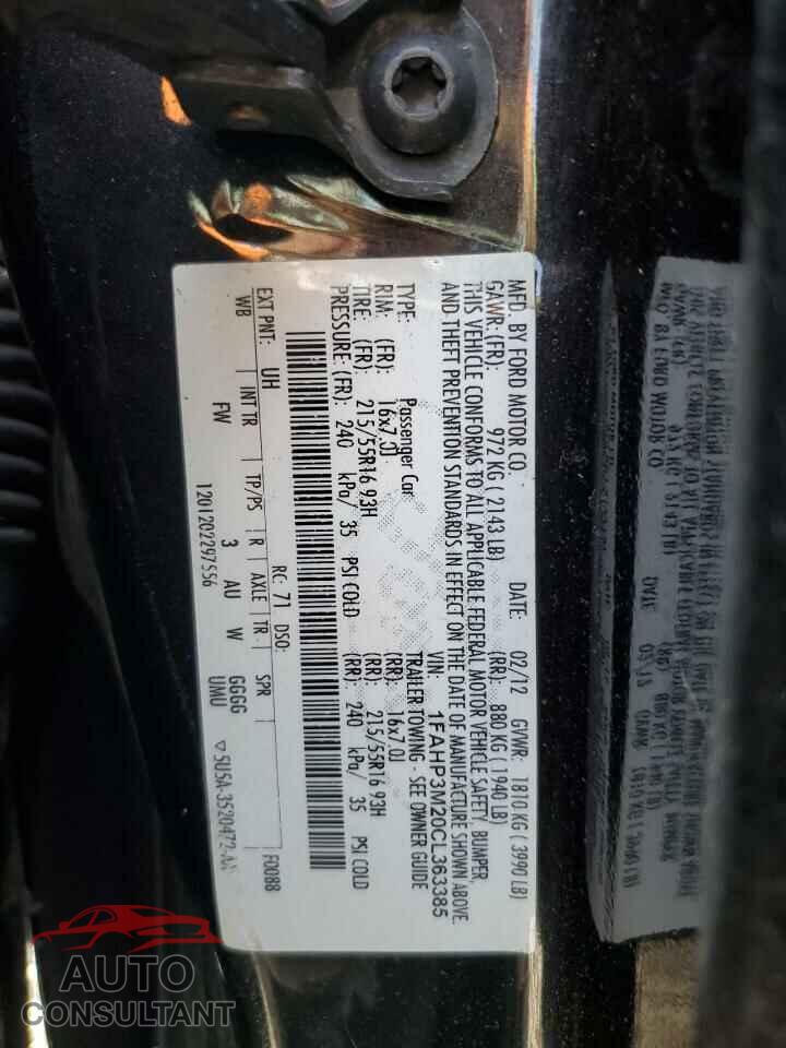FORD FOCUS 2012 - 1FAHP3M20CL363385