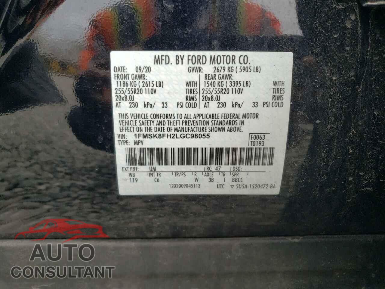 FORD EXPLORER 2020 - 1FMSK8FH2LGC98055